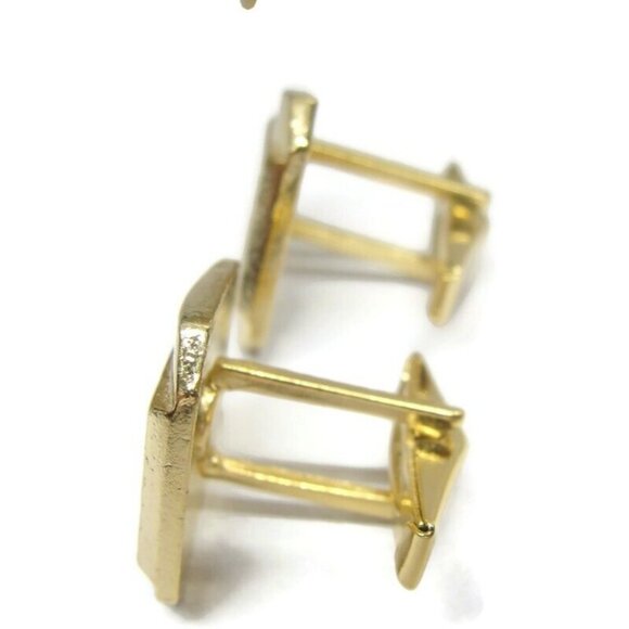 Asymmetrical Cufflinks Tie Clip Set Gold Tone Wedding Tux Vintage - Picture 15 of 16